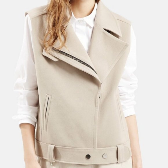 Topshop Jackets & Blazers - Topshop Tan Cloth Moto Vest